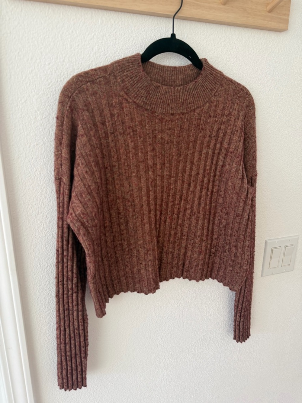 Madewell Ribbed Mock-Neck Sweater in Rusty Brown